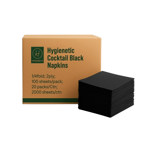 Hygienetic Cocktail Napkins Black Edge Embossed 1/4f 2ply/2000